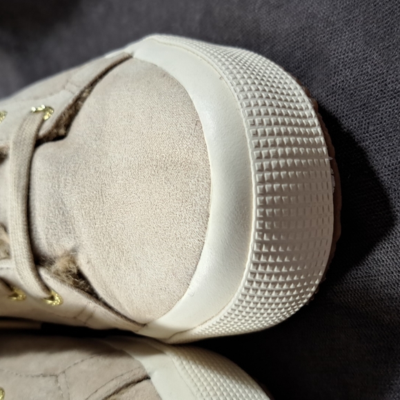 Superga Mono Tan Faux Suede Faux Fur Lined High Top Lace Up Sneakers VG US 5 - Picture 5 of 16